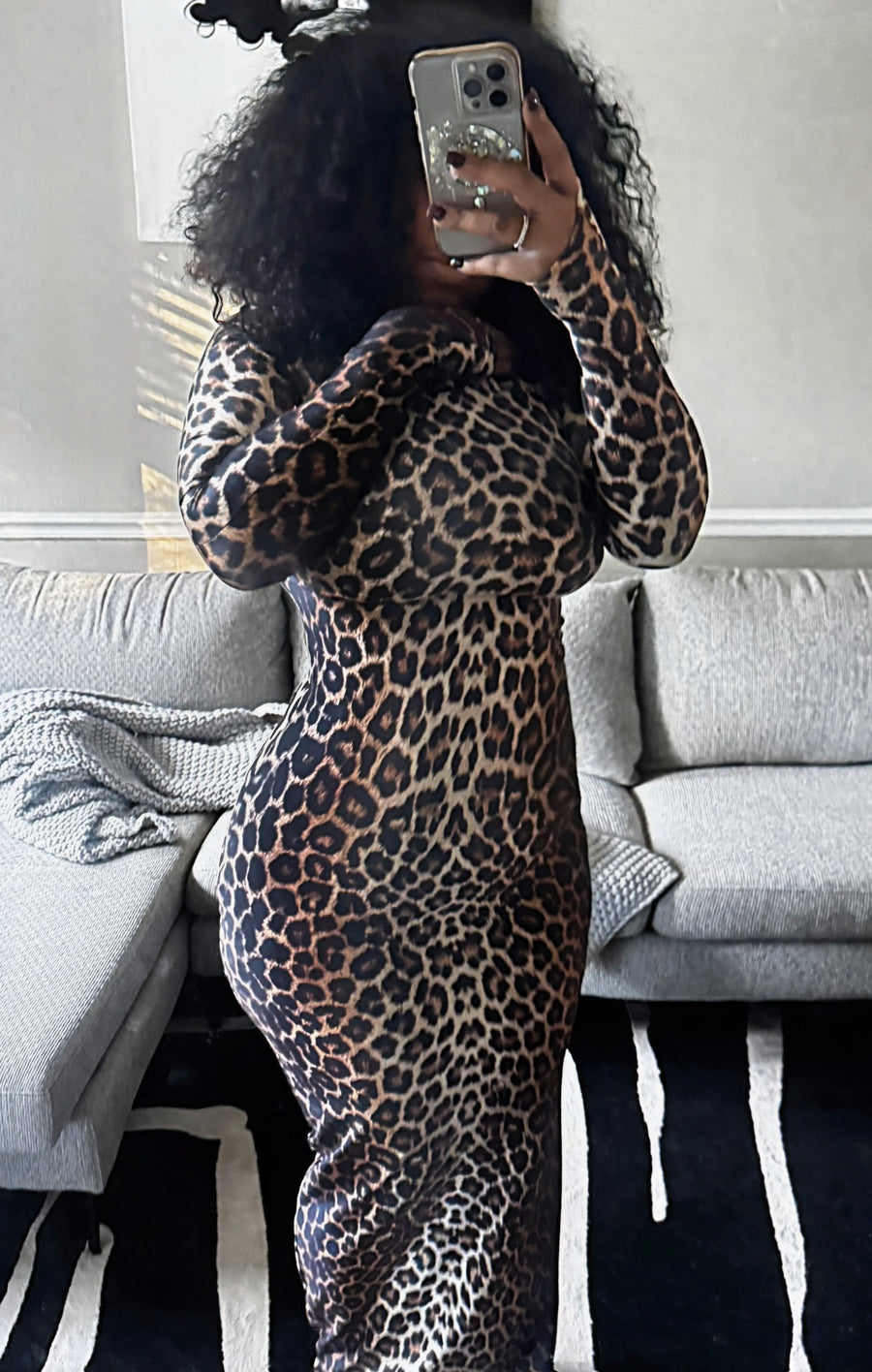 Leopardi long sleeve maxi dress